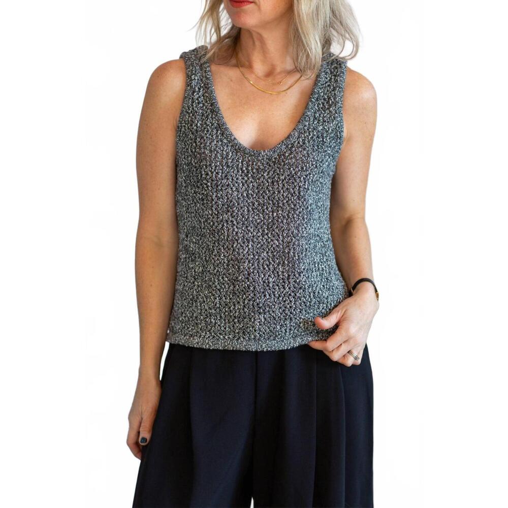 NEW MARLE nova top in black/ivory melange